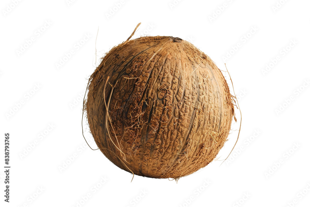 Whole Coconut with Husk Isolated on Black Background Whole Coconut with Husk Isolated on Black Background