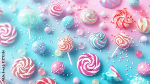 Obraz na płótnie Various kinds of colorful and cute candy backgrounds w salonie