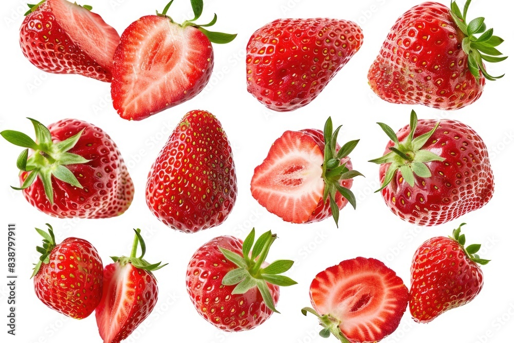 Cut strawberries on white Cut strawberries on white