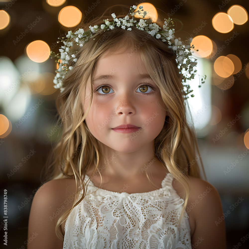 Fototapeta premium a young girl wearing a flower crown