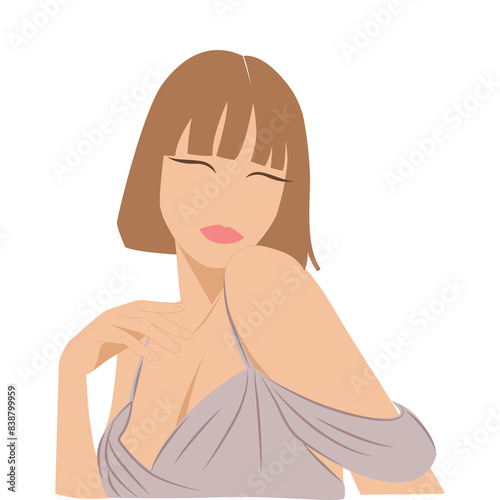 Fashion female portrait, abstract illustration for social media post