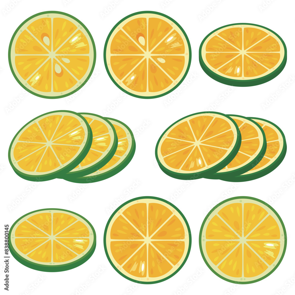 Obraz premium 輪切りのグリーンレモン