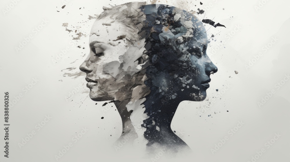Creative double exposure effect on white background - artistic photography concept for sale Creative double exposure effect on white background - artistic photography concept for sale