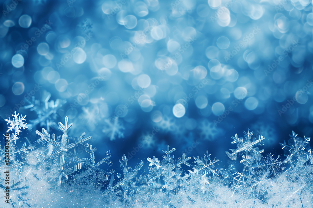 Blue winter snowflakes background, greeting card Blue winter snowflakes background, greeting card