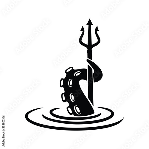 trident tentacle logo design icon vector template