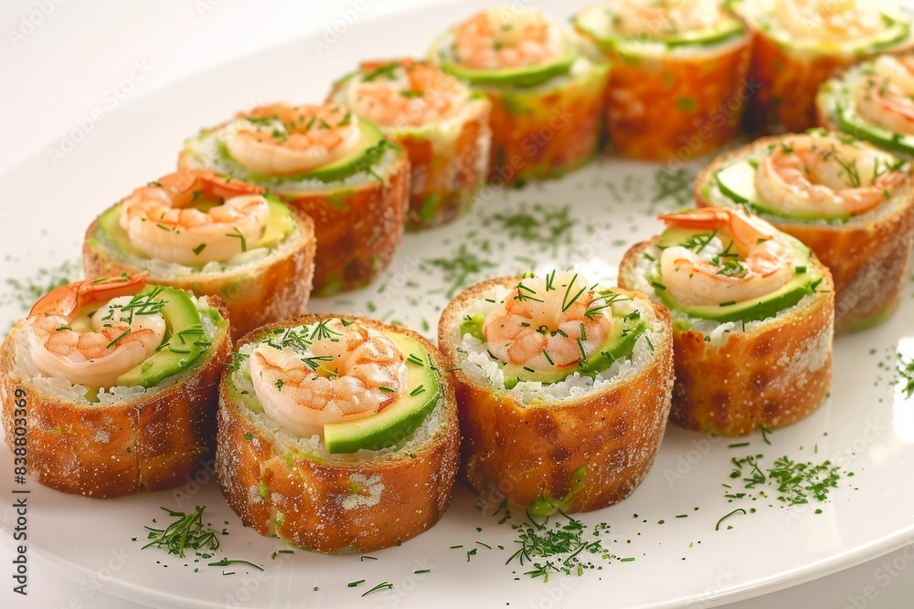 Meticulously Crafted Avocado Shrimp Rolls with Tarragon Mayonnaise Meticulously Crafted Avocado Shrimp Rolls with Tarragon Mayonnaise