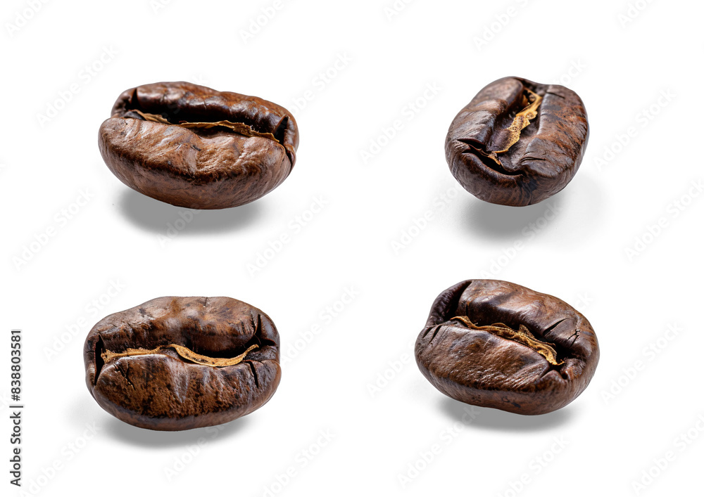 Roasted coffee beans isolated on transparent background Roasted coffee beans isolated on transparent background