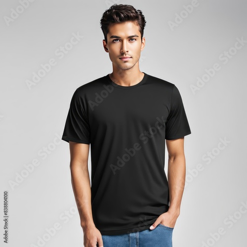 black t-shirt mockup isolated white background