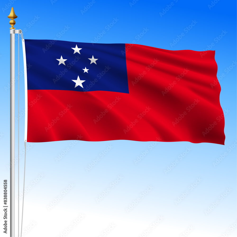 Samoa, offical national waving flag, Oceania, vector illustration Samoa, offical national waving flag, Oceania, vector illustration