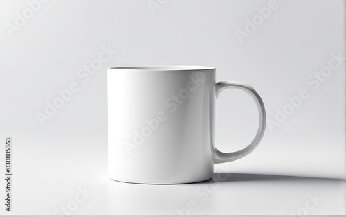white glass mug mockup on white background