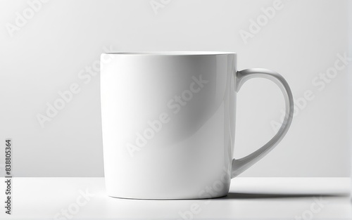 white glass mug mockup on white background