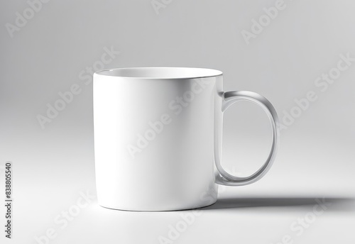 white glass mug mockup on white background