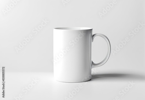 white glass mug mockup on white background