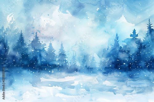Blue winter watercolor background © Olivia