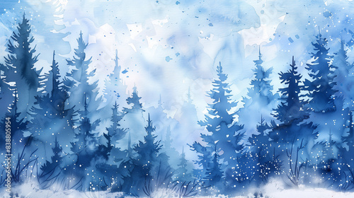 Blue winter watercolor background © Olivia