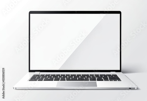 white screen laptop mockup isolated on white background.