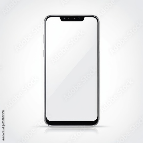 White screen smartphone mockup isolated on a white background.