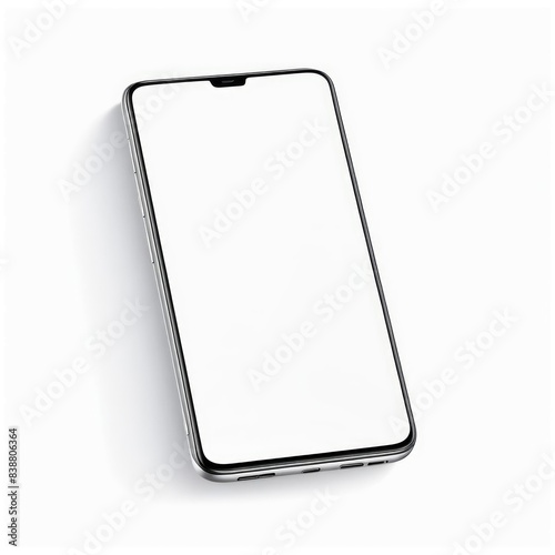 White screen smartphone mockup isolated on a white background.