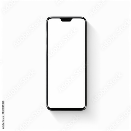 White screen smartphone mockup isolated on a white background.