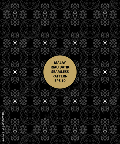 malay riau batik monochrome seamless pattern