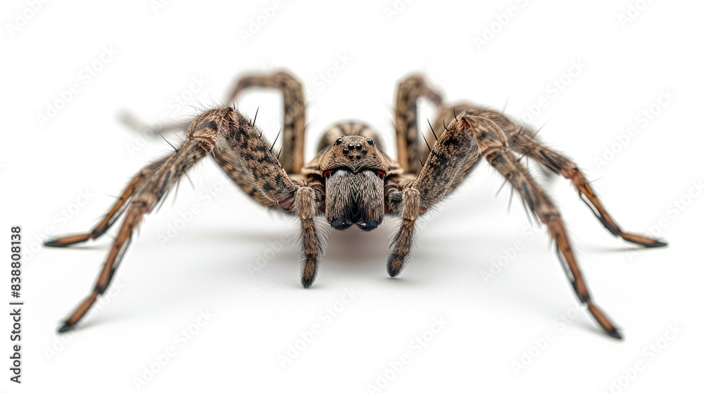 Close-up of a spider on a white background. Close-up of a spider on a white background.