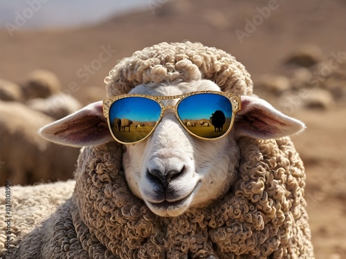 close up of a sheep face  photo