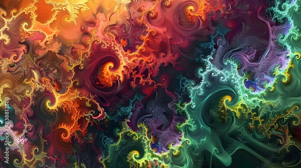 Mesmerizing Fractal Geometry Complex Swirling Shapes in Vibrant Iridescent Colors Mesmerizing Fractal Geometry Complex Swirling Shapes in Vibrant Iridescent Colors