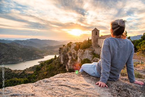 Serene Sunset in Siurana: A Traveler Contemplates the Natural and Historical Beauty