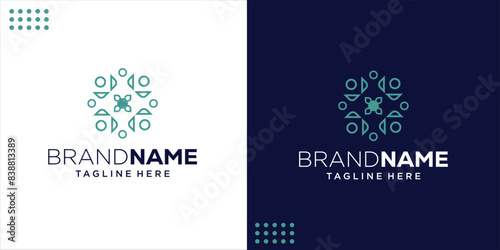 Creative Abstract Flower Yoga Human Logo, Design Inspiration, Illustration, Vector