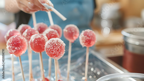 Close-up the process of making lollipops from nat, generative AI