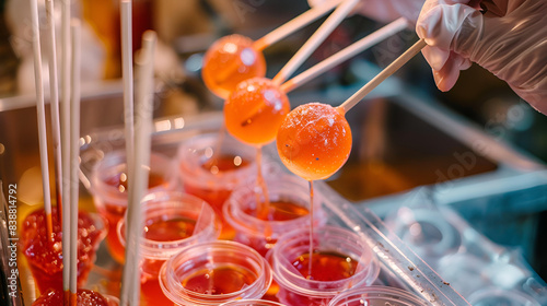 Close-up the process of making lollipops from nat, generative AI
