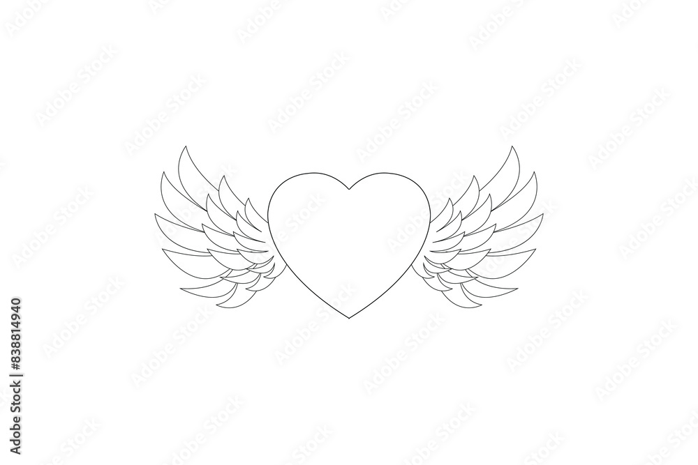 heart with wings line art rough silhouette sketching with adobe ...