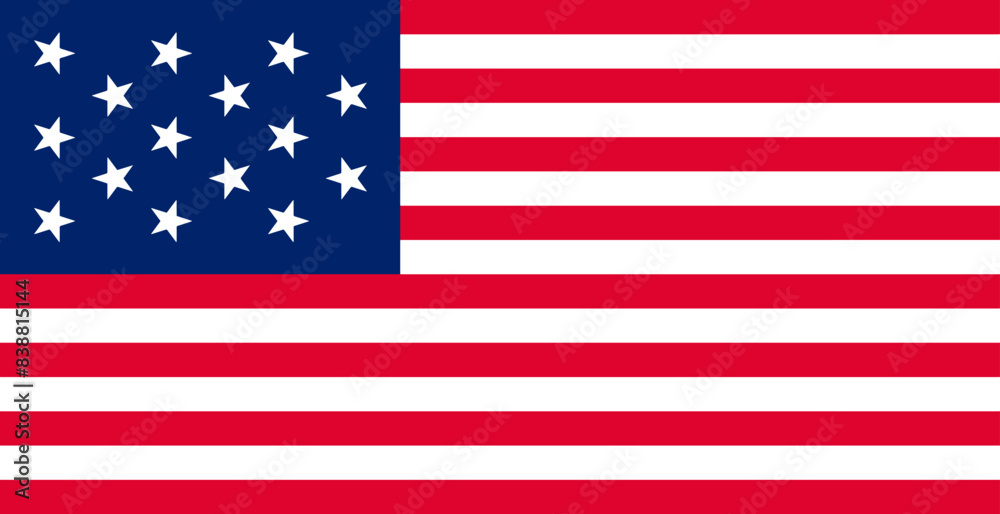 Fototapeta premium Official USA flag 1795-1818. Vector illustration