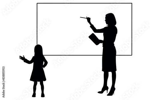 a teacher teaching a student vector silhouette