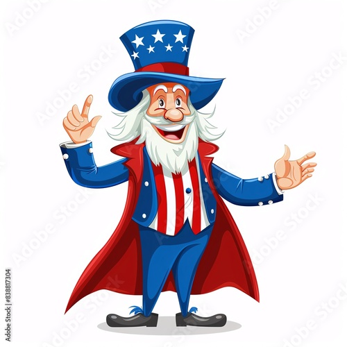 A historical reenactor dressed as Uncle Sam