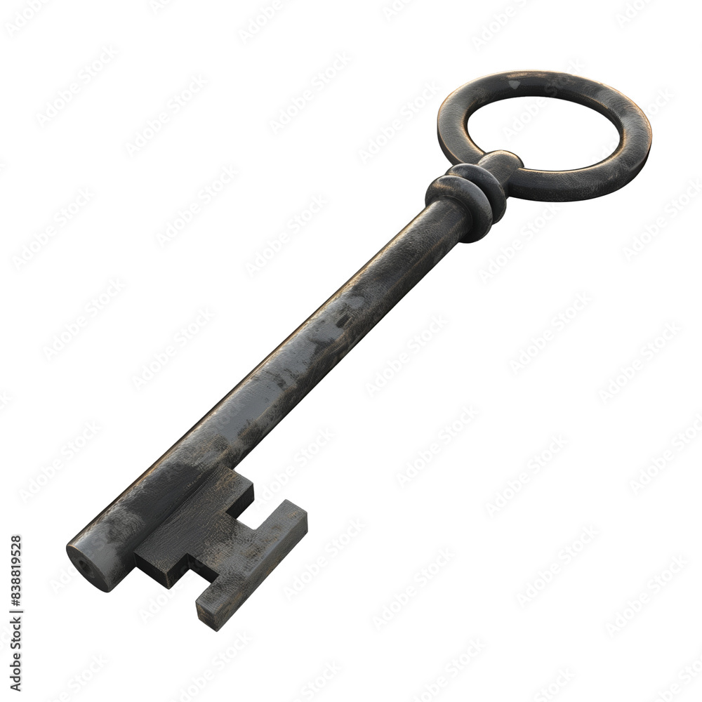 Old-Fashioned Rusty Key on Transparent Background Old-Fashioned Rusty Key on Transparent Background
