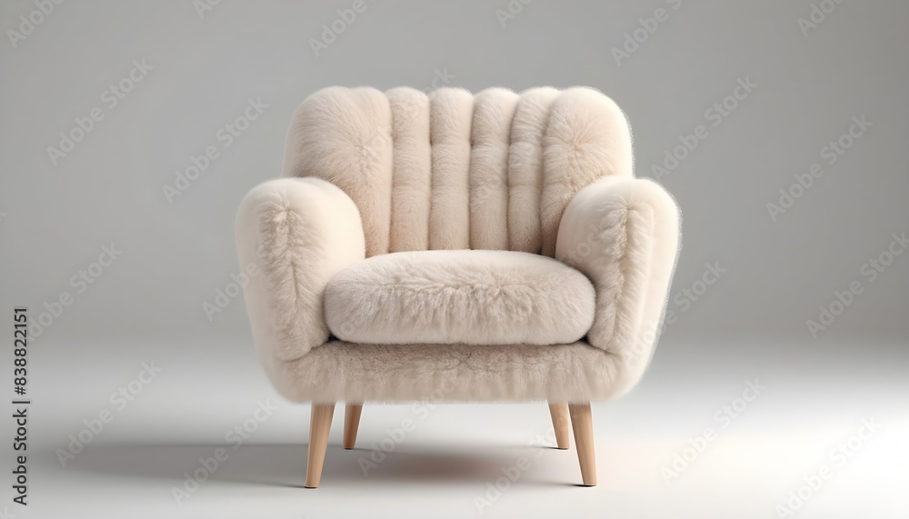 Buffy Fur Armchair Isolated background Buffy Fur Armchair Isolated background