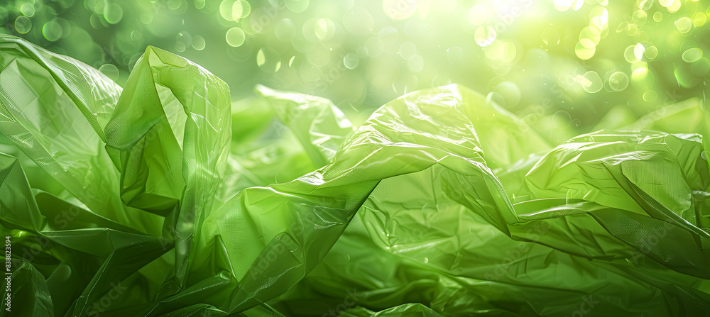 Reduce reuse recycle campaign banner with green plastic bag Stock ...