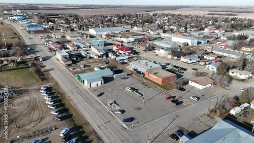 Aerial Drone Video of Watrous, SK in Summer - Scenic Small Town, Green Spaces, and Community Living photo