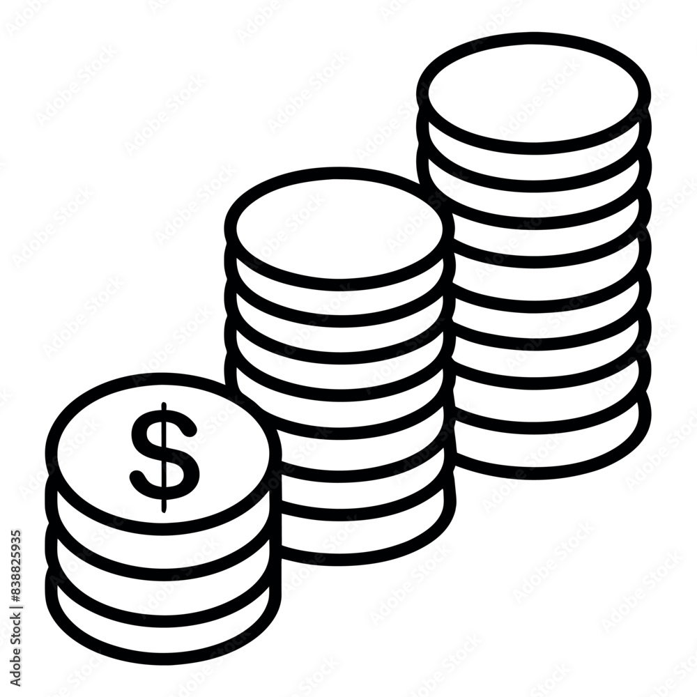 Stack of coin icon vector art illustration, a set of coin icon flat style illustration Stack of coin icon vector art illustration, a set of coin icon flat style illustration