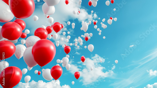 Rote und weisse Luftballon - Nationalfarben von Polen Österreich Schweiz und Kanada