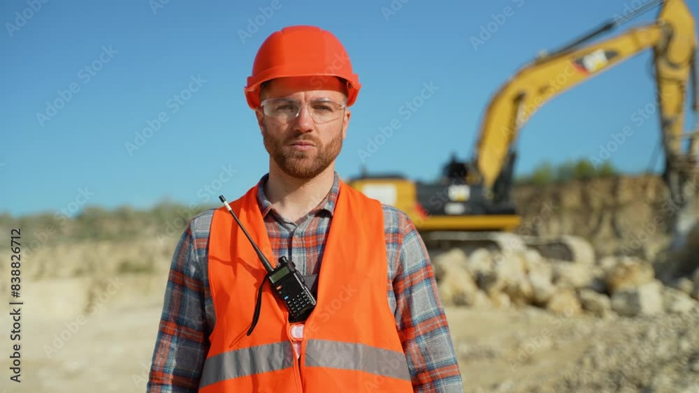 Portrait of engineer geologist at quarry Portrait of engineer geologist at quarry