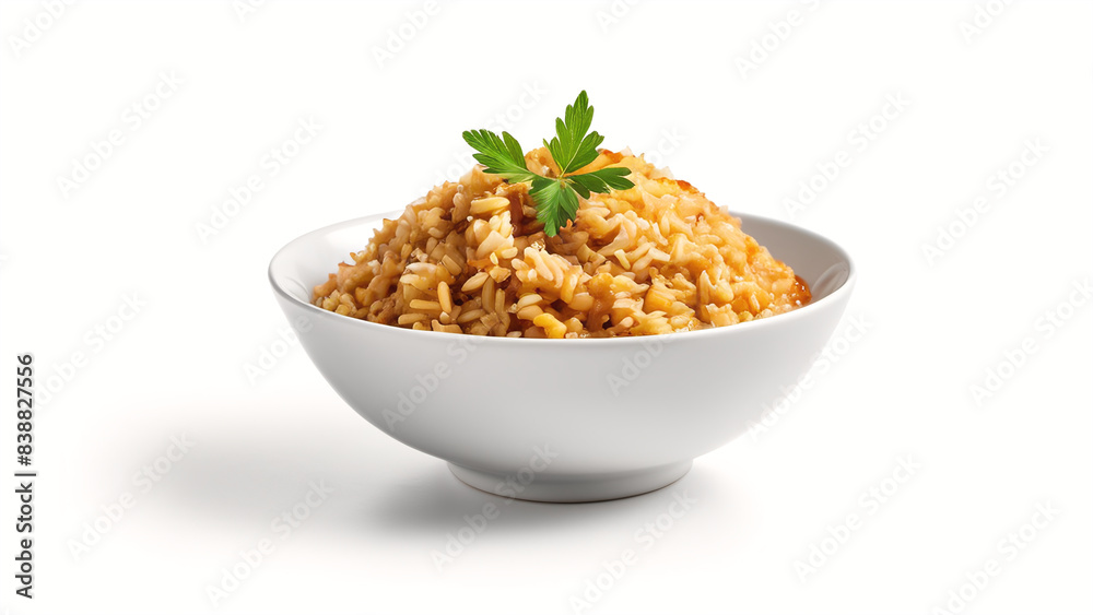 rice cooked in a bowl isolated on white background rice cooked in a bowl isolated on white background