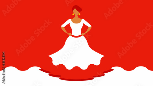 Vector image of a flamenco dancer in a red dress.