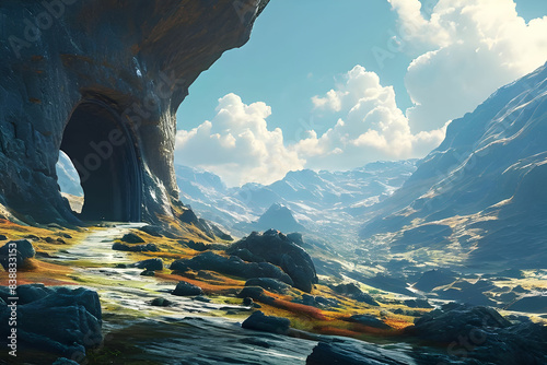 Prehistoric dolmens and stunning scenery Generative AI photo