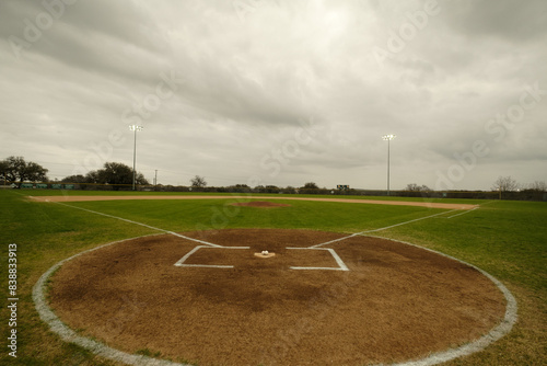 Baseball Field Wide Angle View from Home Plate