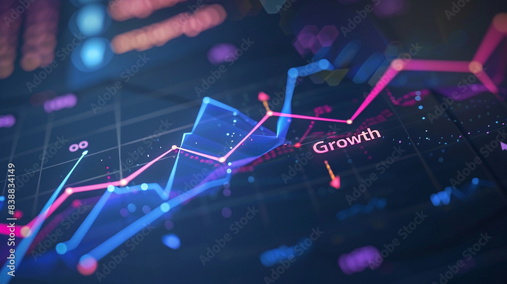 Modern growth trend line chart, with key data points and milesto Modern growth trend line chart, with key data points and milesto
