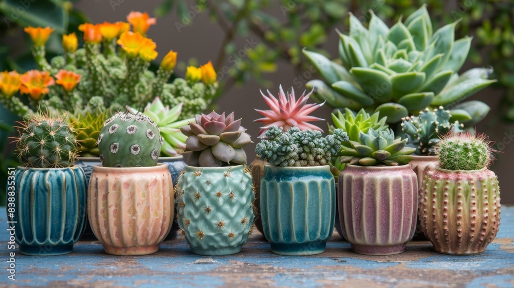 Cactus and Succulents in Decorative Pots Cactus and Succulents in Decorative Pots