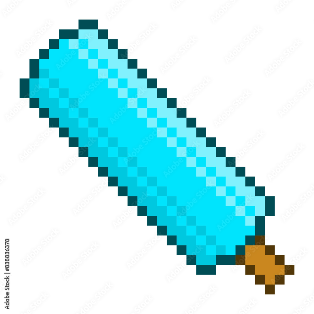 Fototapeta premium Blue Popsicle, Pixel Art Icon, Isolated