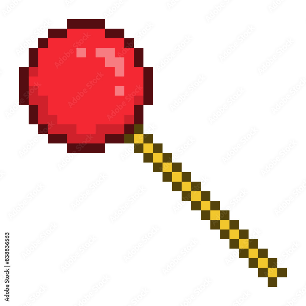 Obraz premium Red Lollipop, Pixel Art Icon, Isolated